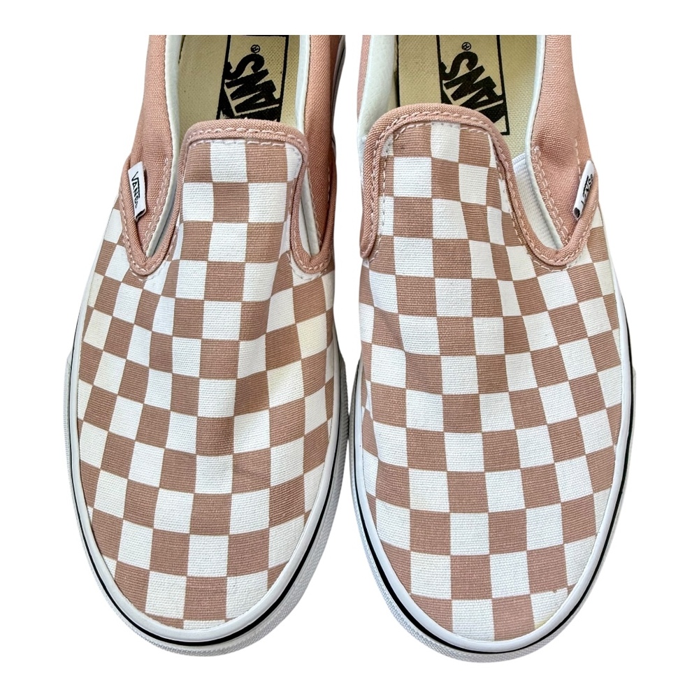 Vans Pink White Checkerboard Iconic Skater Casual Slip-On Sneaker Shoes Womens 8 - Picture 3 of 12